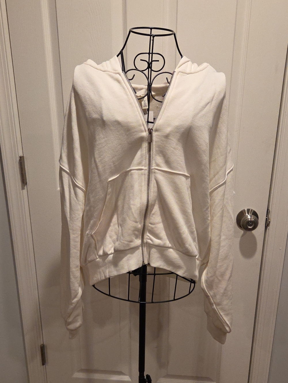 H&M Off-White Zip Hoodie